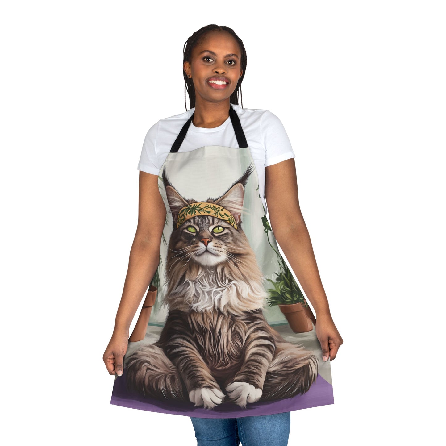 Zen Maine Coon Cat Apron - Meditating Chef