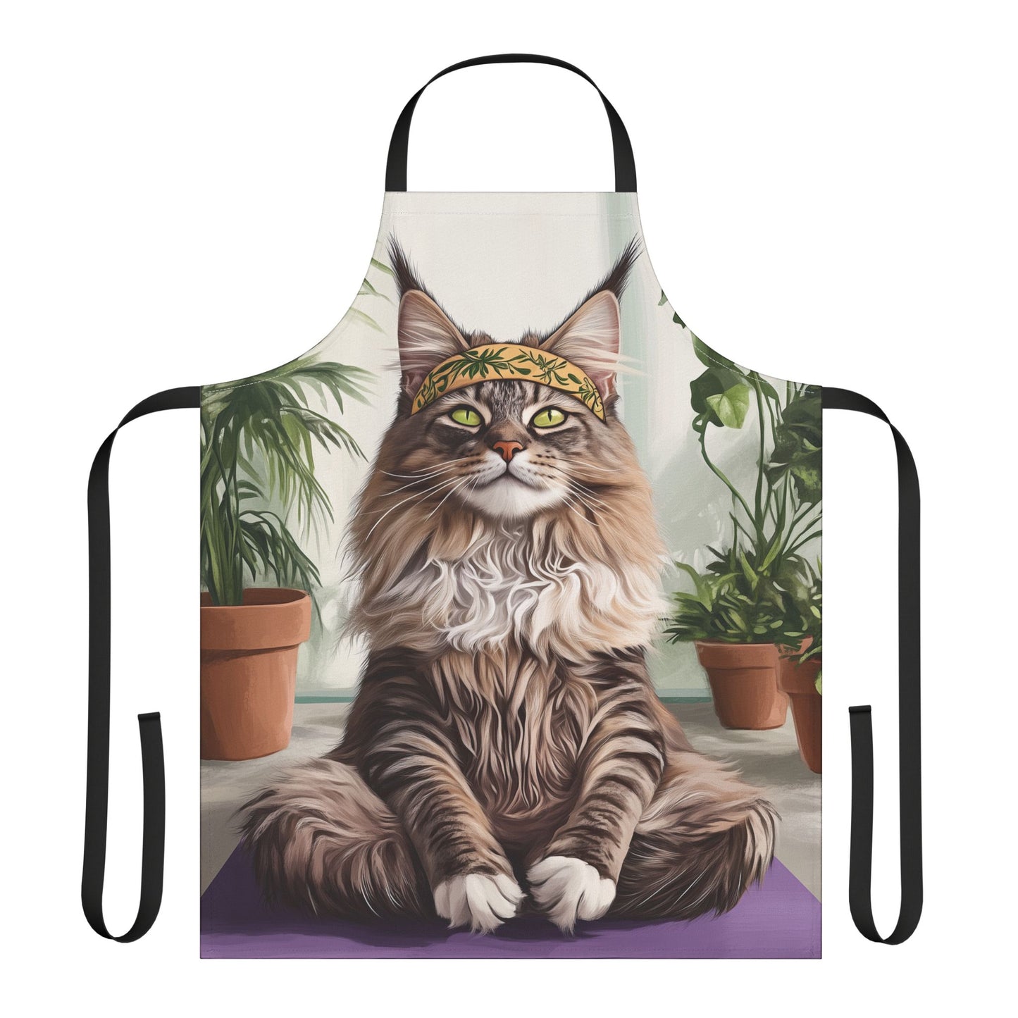 Zen Maine Coon Cat Apron - Meditating Chef