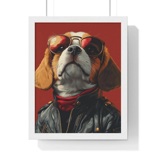 Framed Poster - Biker Beagle Caricature - Petsonality Store