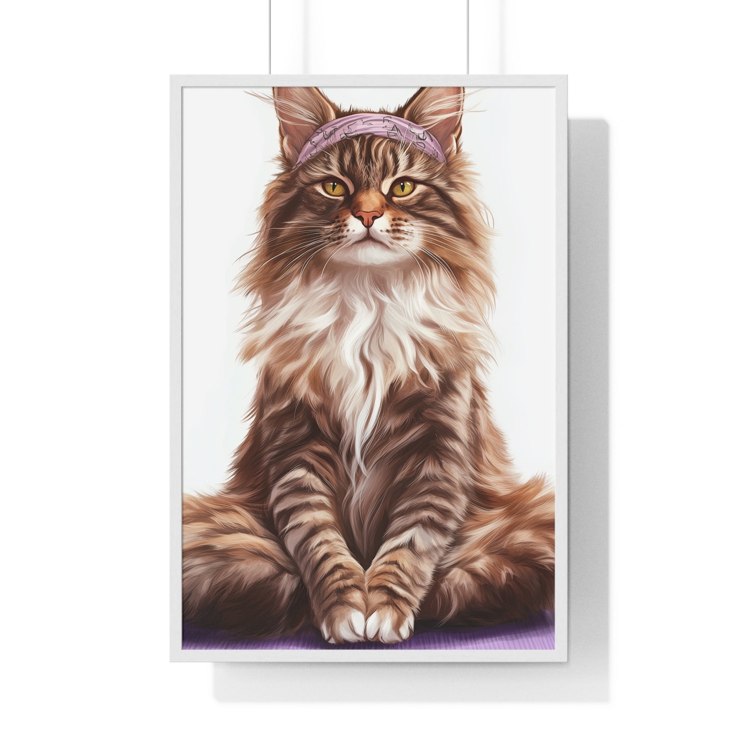 Maine Coon Yoga Cat - Vertical Poster Frame