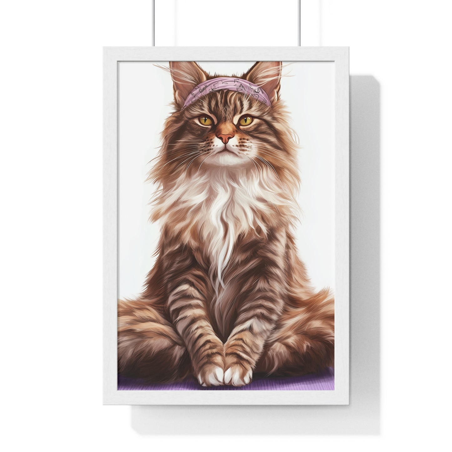 Maine Coon Yoga Cat - Vertical Poster Frame