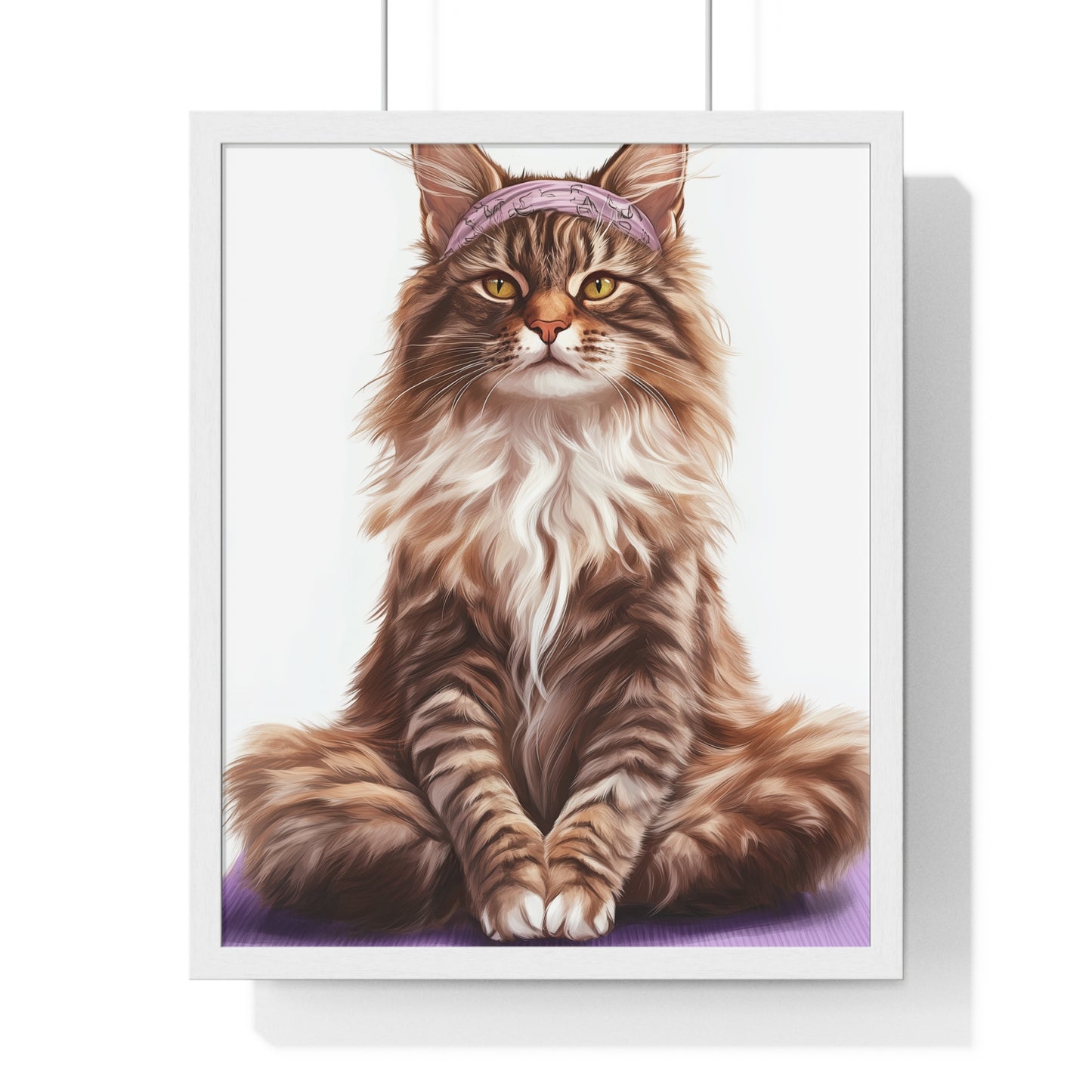 Maine Coon Yoga Cat - Vertical Poster Frame