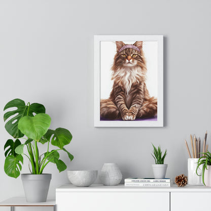 Maine Coon Yoga Cat - Vertical Poster Frame