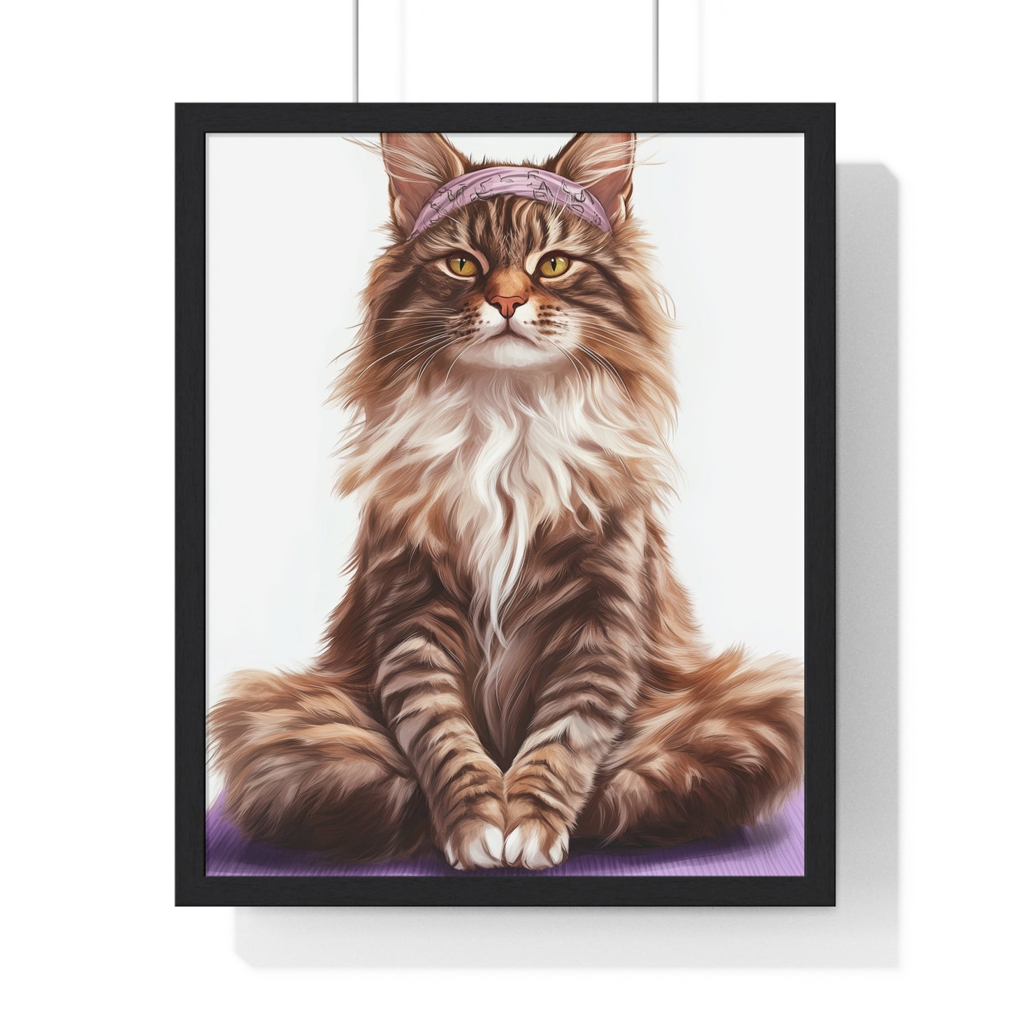 Maine Coon Yoga Cat - Vertical Poster Frame