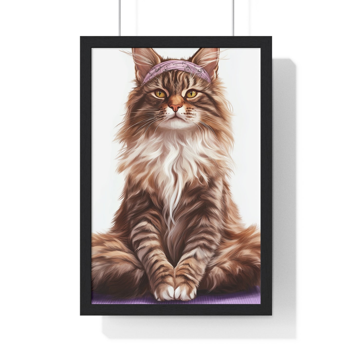Maine Coon Yoga Cat - Vertical Poster Frame