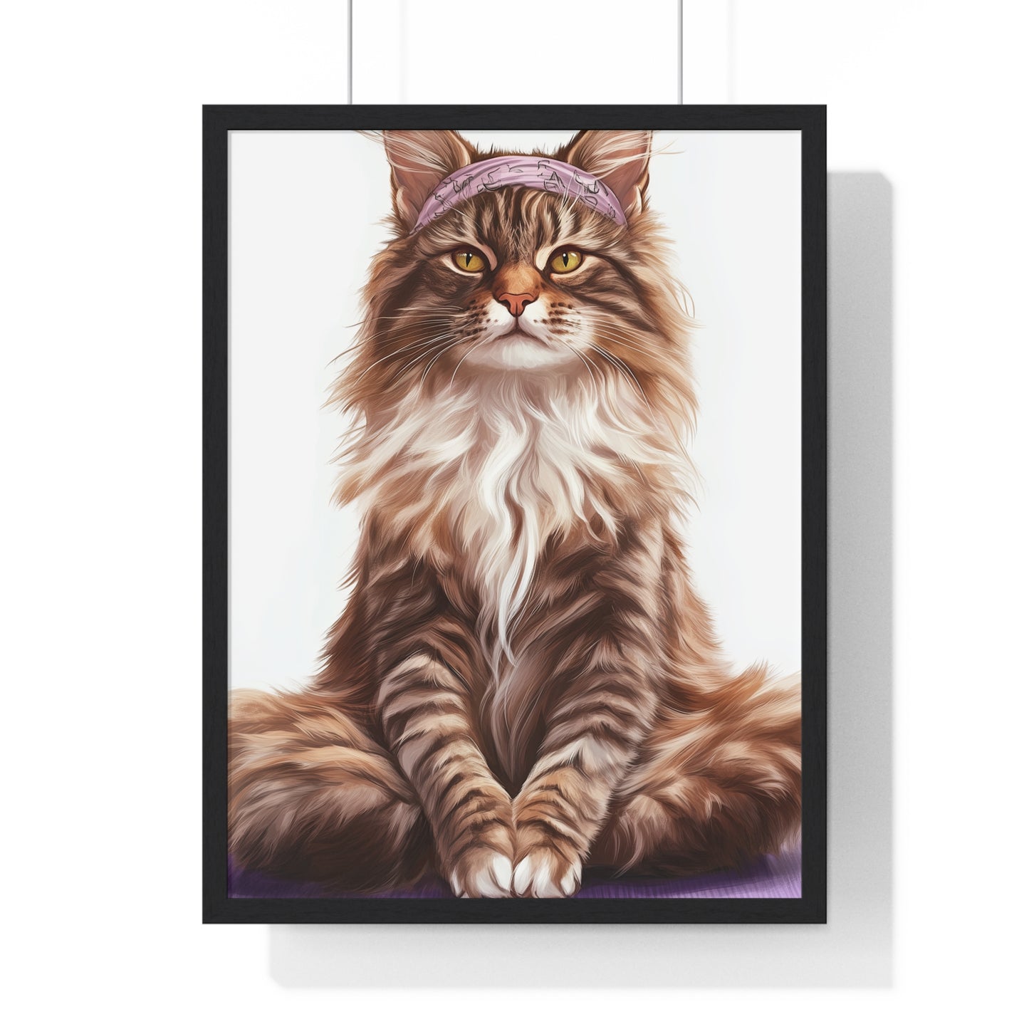 Maine Coon Yoga Cat - Vertical Poster Frame