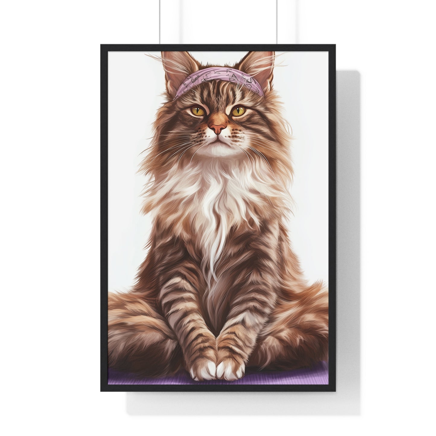 Maine Coon Yoga Cat - Vertical Poster Frame