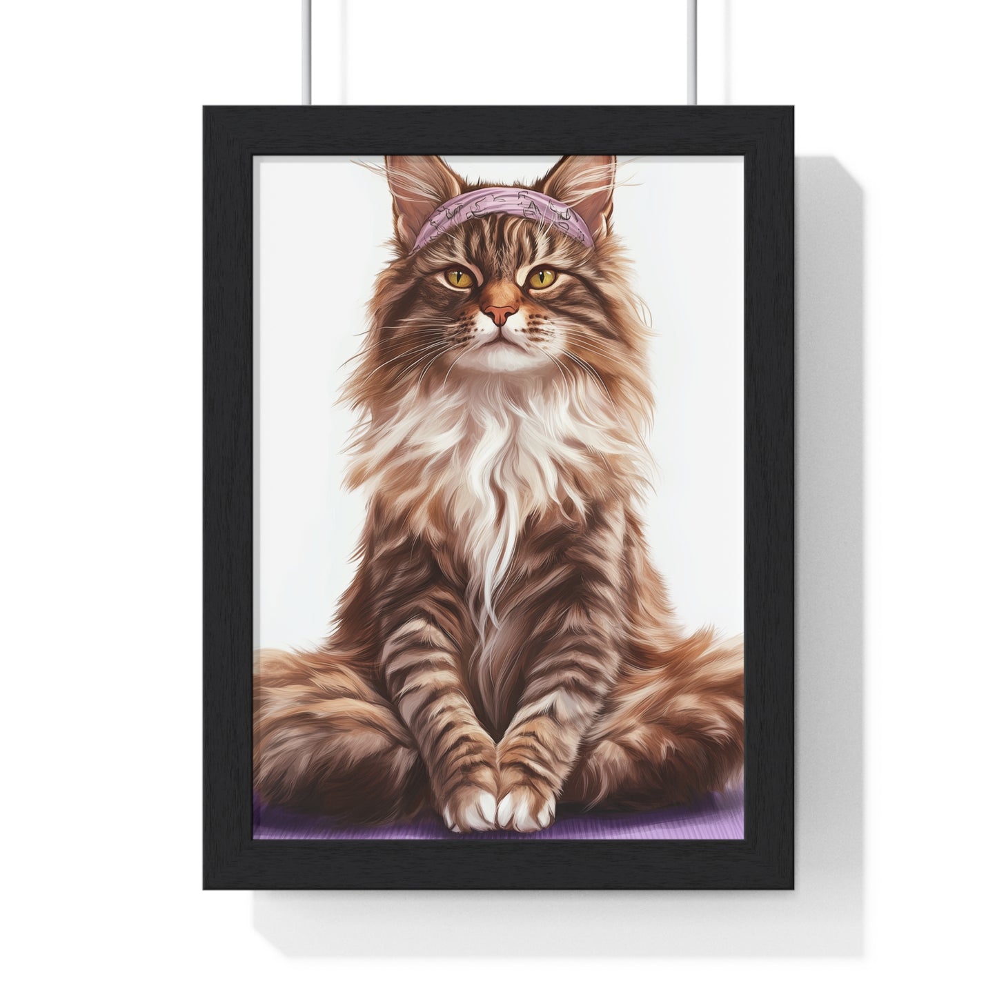 Maine Coon Yoga Cat - Vertical Poster Frame